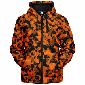 Savage Orange Camo Sherpa Hoodie (Black Fur)