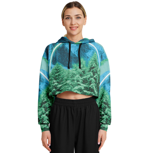 Minty Wonderland Cropped Hoodie