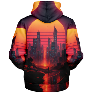 Neon Sunrise Sherpa Hoodie (Black Fur)