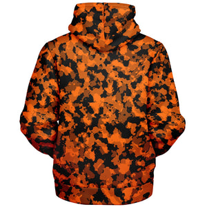 Savage Orange Camo Sherpa Hoodie (Black Fur)