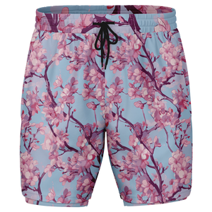 Cherry Blossom Men's 2 in 1 Shorts