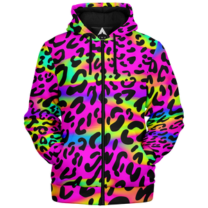 Rave Leopard Sherpa Hoodie (Black Fur)