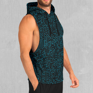 Blue Cybernetic Sleeveless Hoodie