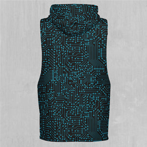 Blue Cybernetic Sleeveless Hoodie
