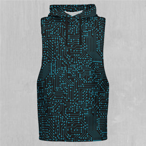 Blue Cybernetic Sleeveless Hoodie