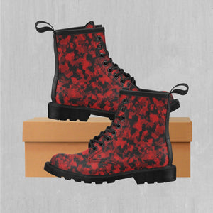 Cardinal Red Camo Women's Lace Up Boots