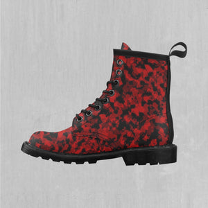 Cardinal Red Camo Women's Lace Up Boots