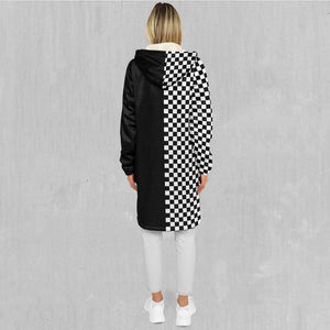 Checkerboard Zip Up Cloak (White Fur)