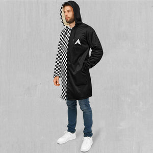 Checkerboard Zip Up Cloak (White Fur)