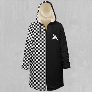 Checkerboard Zip Up Cloak (White Fur)