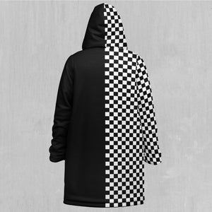Checkerboard Zip Up Cloak (White Fur)