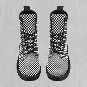Checkerboard Women's Lace Up Boots