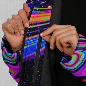 Chromatic Cosmos Zip Up Cloak (Black Fur)