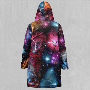 Galaxies Collide Zip Up Cloak (Black Fur)