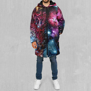Galaxies Collide Zip Up Cloak (Black Fur)