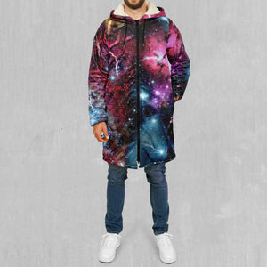Galaxies Collide Zip Up Cloak (White Fur)