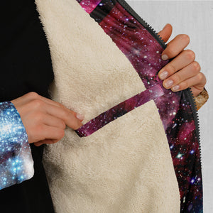 Galaxies Collide Zip Up Cloak (White Fur)