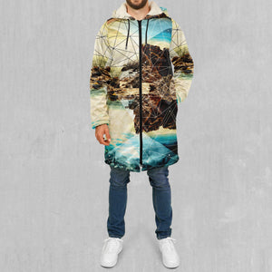 Geometric Shores Zip Up Cloak (White Fur)