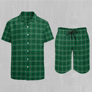 Green Plaid Men's Beach Set