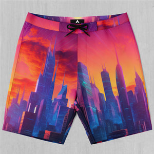 Neon Skyline Board Shorts