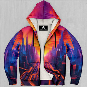 Neon Skyline Sherpa Hoodie