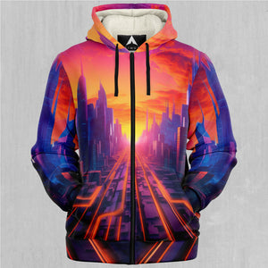 Neon Skyline Sherpa Hoodie