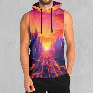 Neon Skyline Sleeveless Hoodie