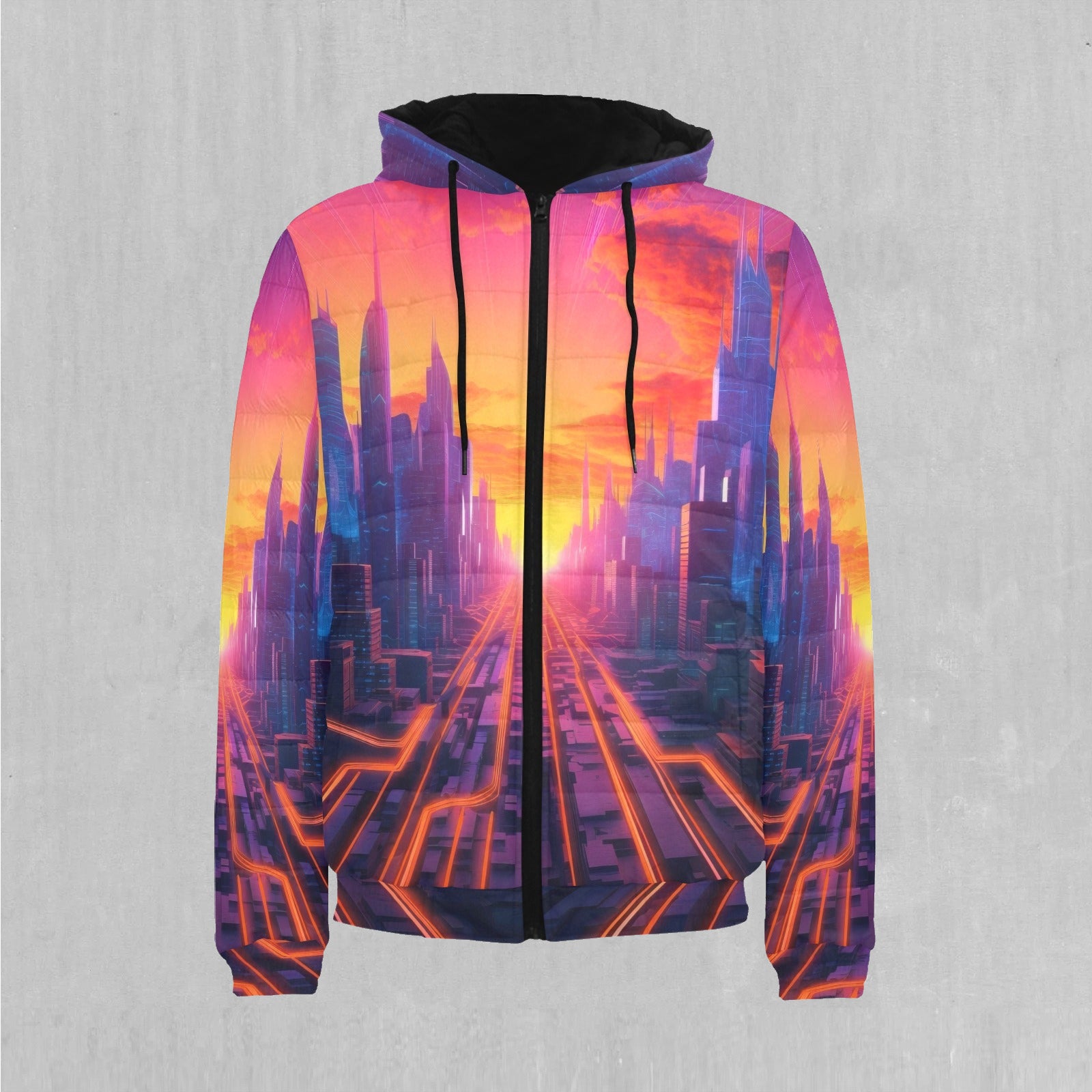 Neon Skyline Puffer Jacket