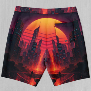 Neon Sunrise Board Shorts