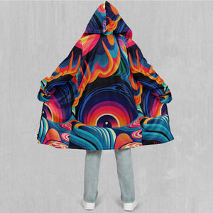 Psychedelic Vortex Zip Up Cloak (Black Fur)