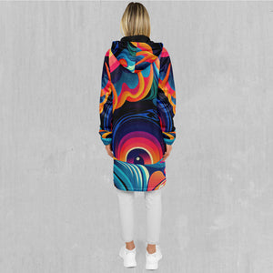 Psychedelic Vortex Zip Up Cloak (Black Fur)