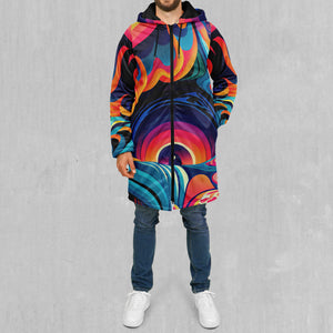 Psychedelic Vortex Zip Up Cloak (Black Fur)