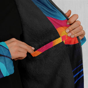 Psychedelic Vortex Zip Up Cloak (Black Fur)