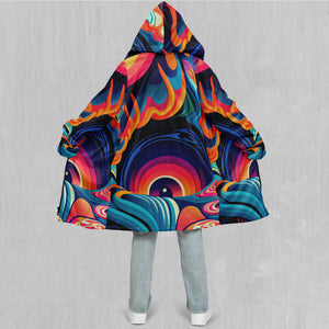 Psychedelic Vortex Zip Up Cloak (White Fur)