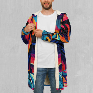 Psychedelic Vortex Zip Up Cloak (White Fur)