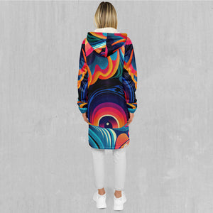 Psychedelic Vortex Zip Up Cloak (White Fur)