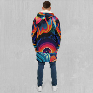 Psychedelic Vortex Zip Up Cloak (White Fur)