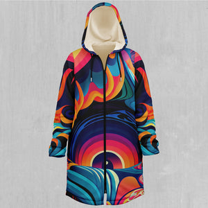 Psychedelic Vortex Zip Up Cloak (White Fur)