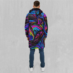 Psychedelic Waves Zip Up Cloak (Black Fur)