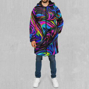 Psychedelic Waves Zip Up Cloak (Black Fur)