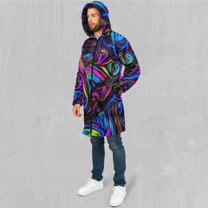 Psychedelic Waves Zip Up Cloak (Black Fur)