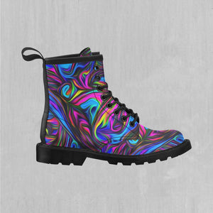 Psychedelic Waves Women's Lace Up Boots