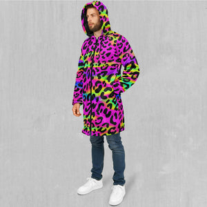 Rave Leopard Zip Up Cloak (Black Fur)