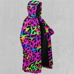 Rave Leopard Zip Up Cloak (Black Fur)