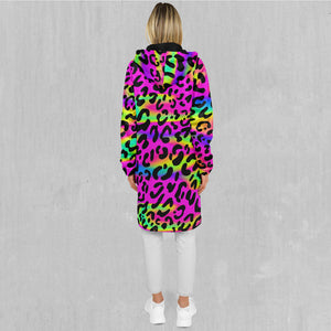 Rave Leopard Zip Up Cloak (Black Fur)