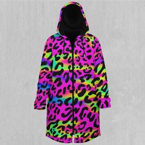 Rave Leopard Zip Up Cloak (Black Fur)