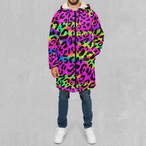 Rave Leopard Zip Up Cloak (White Fur)