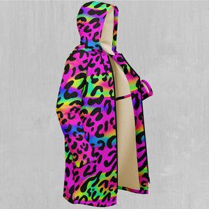 Rave Leopard Zip Up Cloak (White Fur)