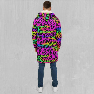 Rave Leopard Zip Up Cloak (White Fur)