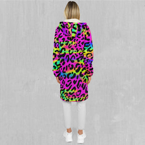 Rave Leopard Zip Up Cloak (White Fur)